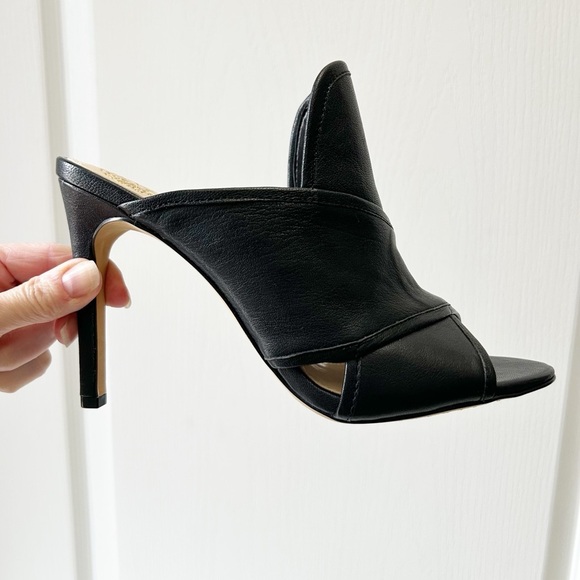 Vince Camuto Kazzia Black Leather Heeled Mules Open Toe Stilleto Size 8 UNWORN - Picture 16 of 16